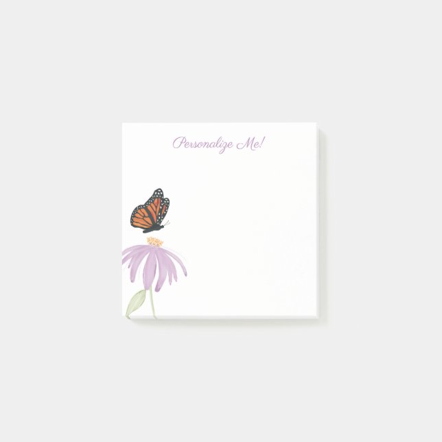 Monarch Butterfly with Purple Cone Flower Post-it Notes (Front)