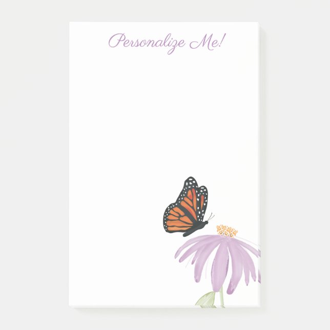 Monarch Butterfly with Purple Cone Flower Post-it Notes (Front)