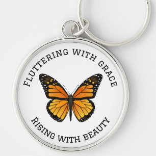 Monarch Butterfly with Quote Keychain