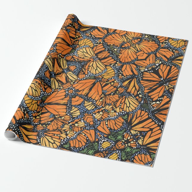 Monarch Butterfly Wrapping Paper (Unrolled)