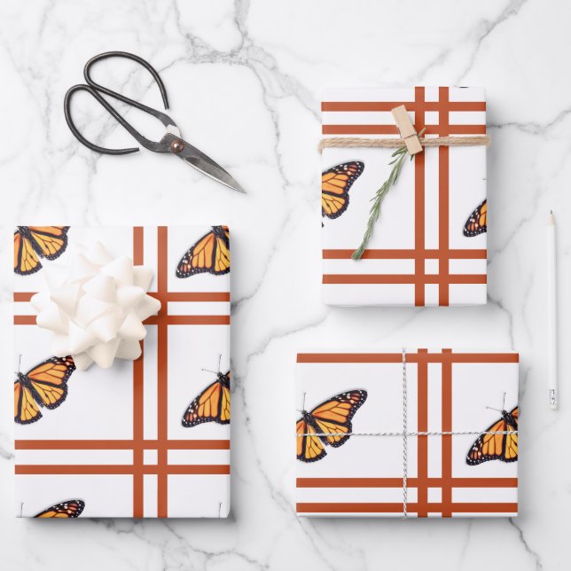 Monarch butterfly wrapping paper sheets (Front)