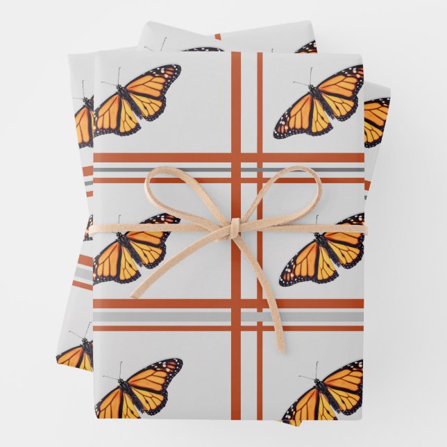 Monarch butterfly wrapping paper sheets (In situ)