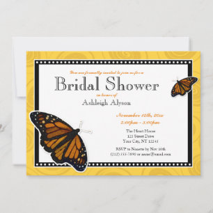 Monarch Butterfly Yellow Bridal Shower Invitations