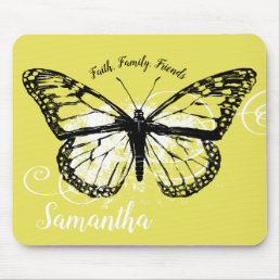 Monarch Butterfly Yellow Inspirational Mouse Pad