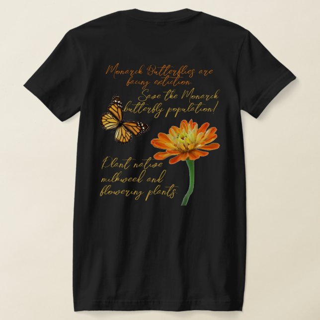 Monarch butterfly, zinnia flower T-Shirt (Laydown Back)