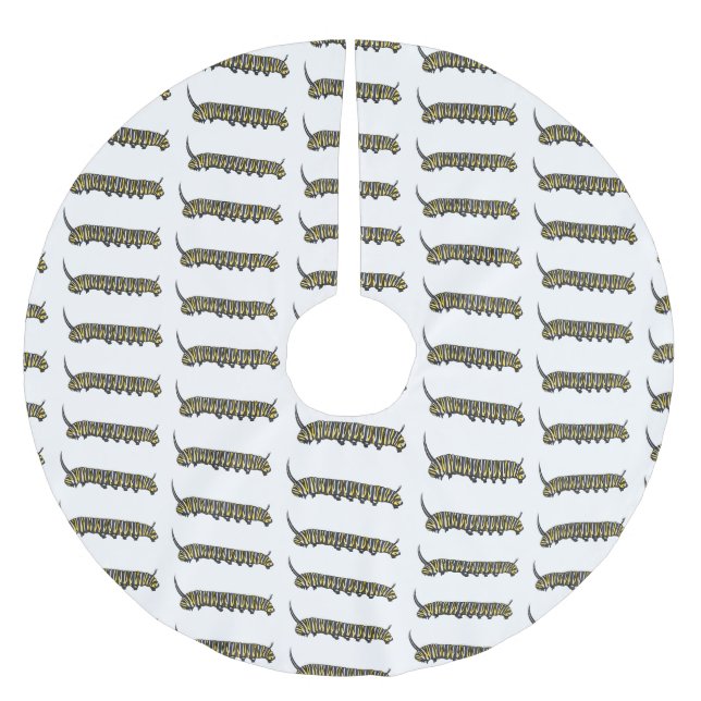 Monarch caterpillar cartoon illustration   brushed polyester tree skirt (Front)