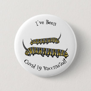 Monarch caterpillar cartoon illustration button