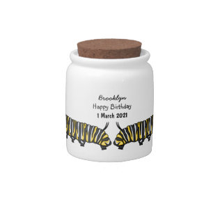 Monarch caterpillar cartoon illustration candy jar