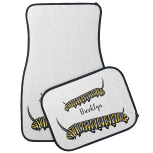 Monarch caterpillar cartoon illustration car floor mat