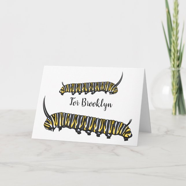 Monarch caterpillar cartoon illustration card (Front)