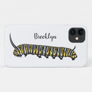 Monarch caterpillar cartoon illustration iPhone 11 case