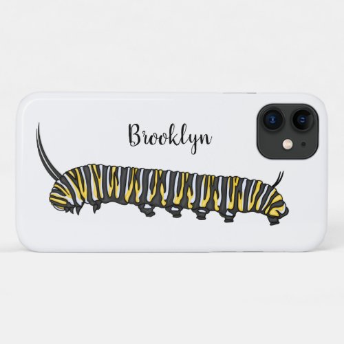 Monarch caterpillar cartoon illustration  iPhone 11 case