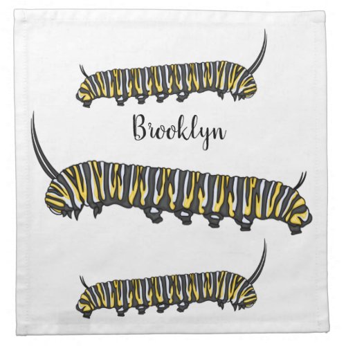 Monarch caterpillar cartoon illustration  cloth napkin