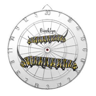 Monarch caterpillar cartoon illustration  dart board