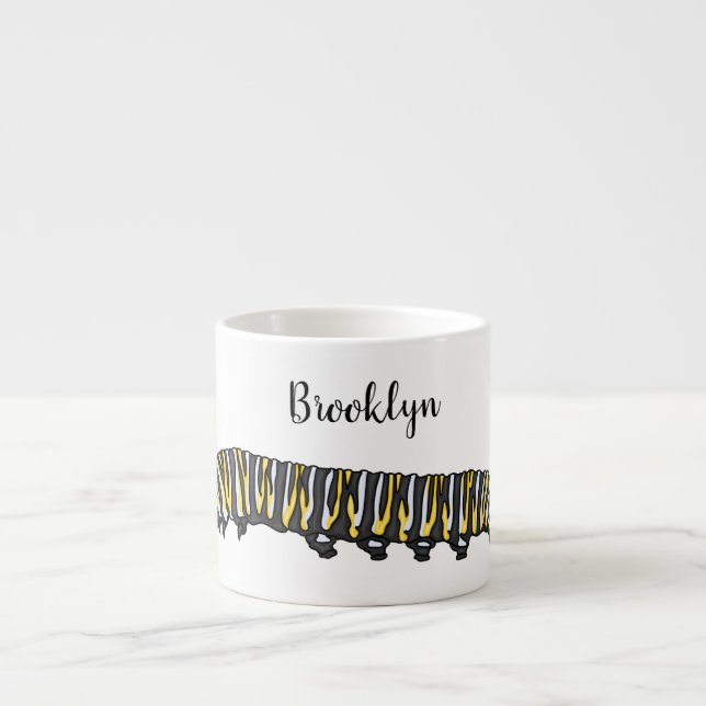 Monarch caterpillar cartoon illustration  espresso cup (Front)