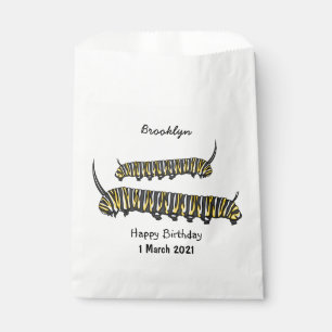 Monarch caterpillar cartoon illustration favor bag