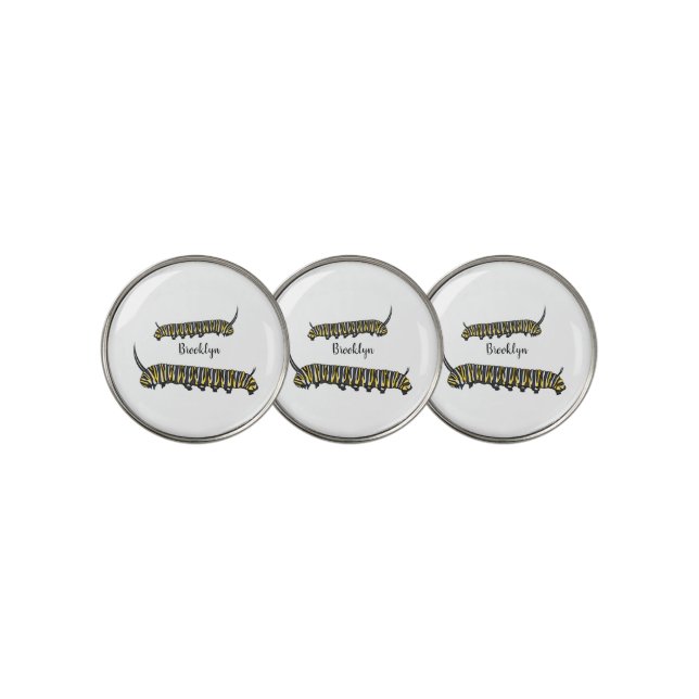 Monarch caterpillar cartoon illustration   golf ball marker (3 Up)