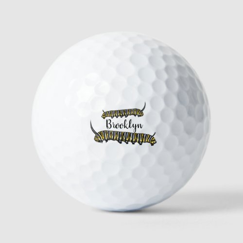 Monarch caterpillar cartoon illustration golf balls