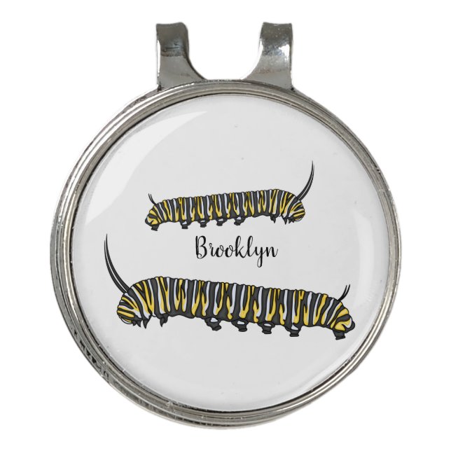 Monarch caterpillar cartoon illustration  golf hat clip (Front)