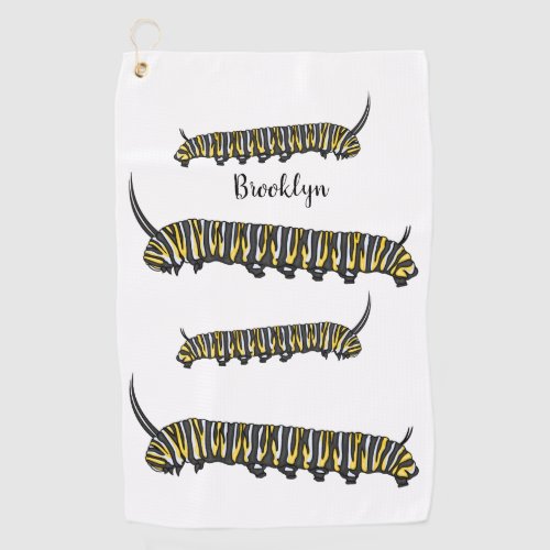 Monarch caterpillar cartoon illustration  golf towel