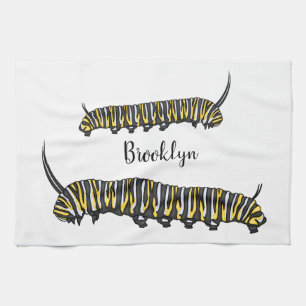 Monarch caterpillar cartoon illustration kitchen towel