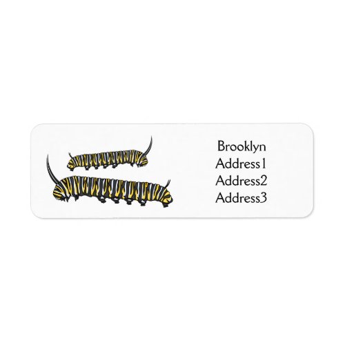 Monarch caterpillar cartoon illustration label