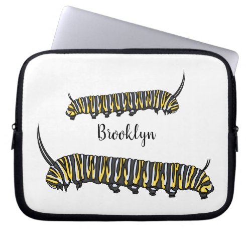 Monarch caterpillar cartoon illustration laptop sleeve