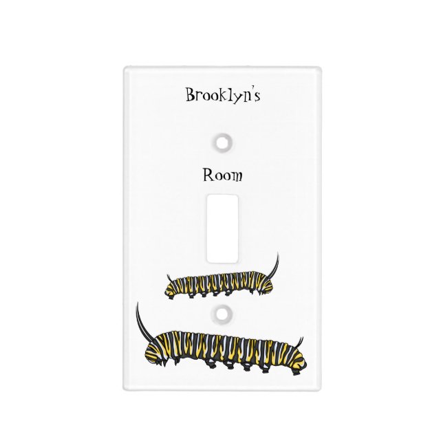 Monarch caterpillar cartoon illustration light switch cover (Front)