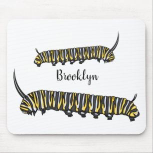 Monarch caterpillar cartoon illustration mouse pad