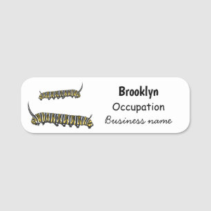 Monarch caterpillar cartoon illustration name tag