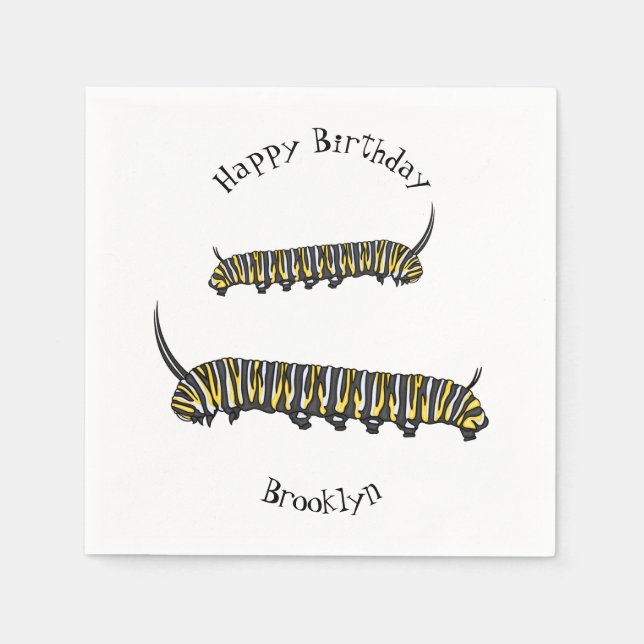Monarch caterpillar cartoon illustration  napkins (Front)