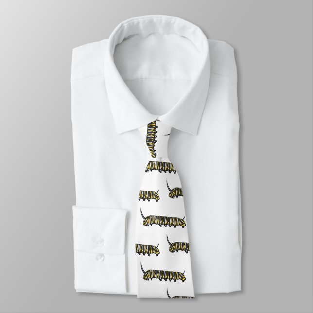 Monarch caterpillar cartoon illustration neck tie (Tied)