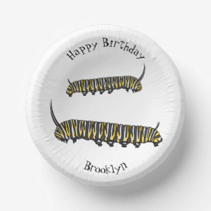 Monarch caterpillar cartoon illustration paper bowls