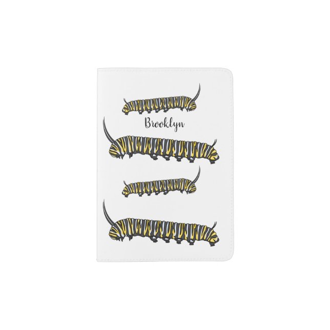 Monarch caterpillar cartoon illustration  passport holder (Front)