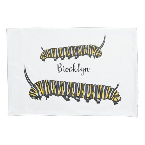 Monarch caterpillar cartoon illustration  pillow case