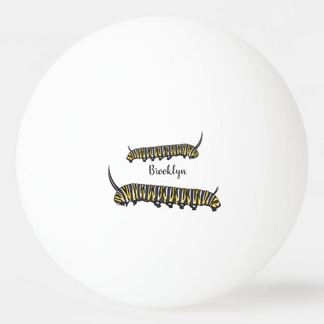 Monarch caterpillar cartoon illustration   ping pong ball (Front)