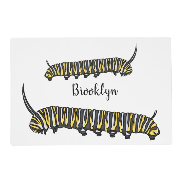 Monarch caterpillar cartoon illustration  placemat (Front)