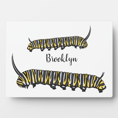 Monarch caterpillar cartoon illustration  plaque