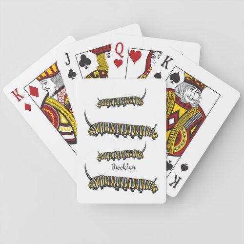 Monarch caterpillar cartoon illustration  playing cards