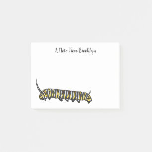 Monarch caterpillar cartoon illustration post-it notes