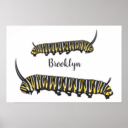 Monarch caterpillar cartoon illustration  poster