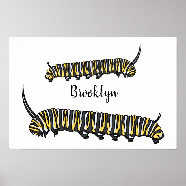 Monarch caterpillar cartoon illustration  poster (Front)