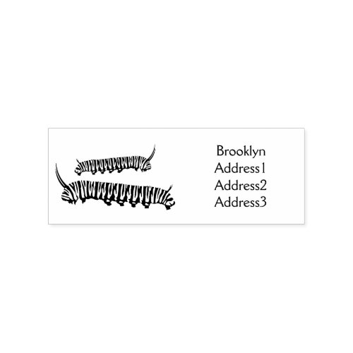 Monarch caterpillar cartoon illustration rubber stamp