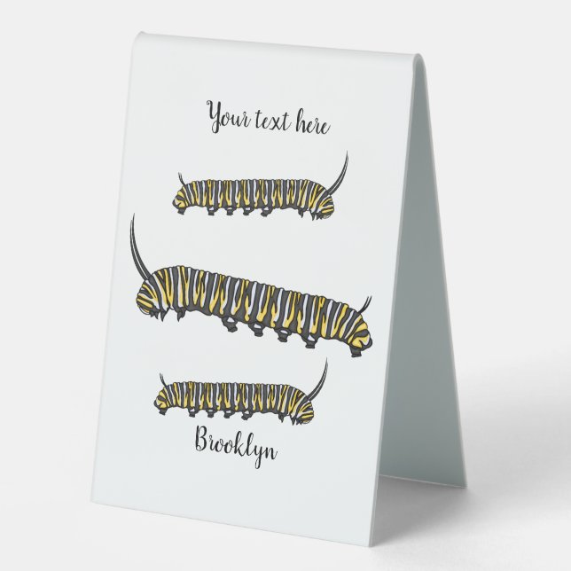 Monarch caterpillar cartoon illustration  table tent (Front)