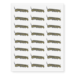 Monarch caterpillar cartoon illustration temporary tattoos