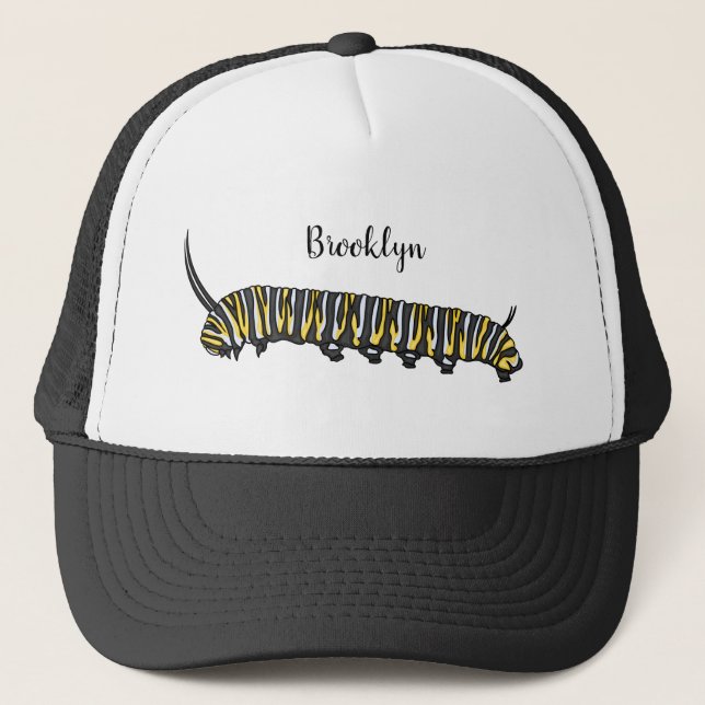 Monarch caterpillar cartoon illustration  trucker hat (Front)