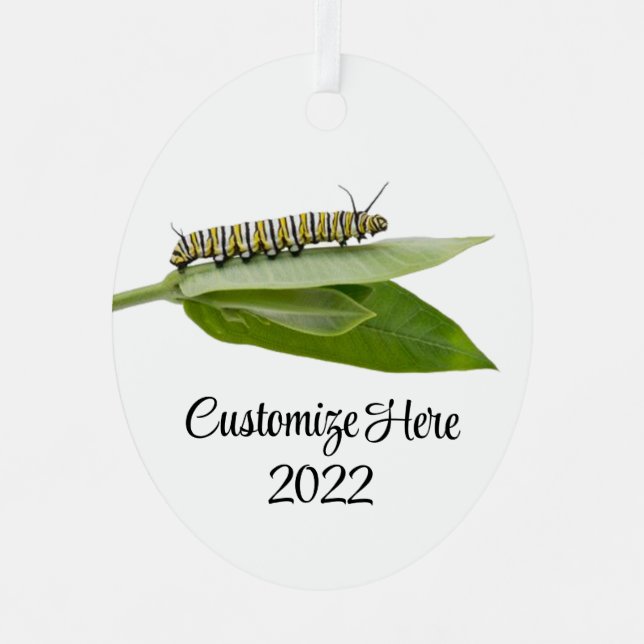 Monarch caterpillar metal ornament (Front)