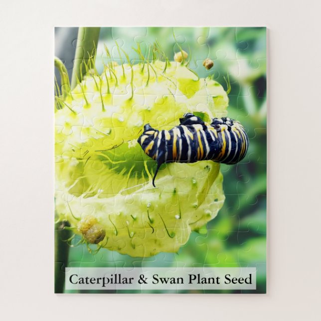 Monarch Caterpillar & Swan Plant Seed 56 Pcs Jigsaw Puzzle (Vertical)