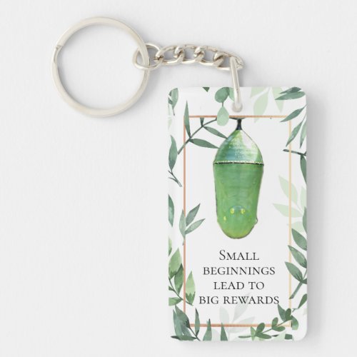 Monarch Chrysalis and Butterfly Encouragement Keychain