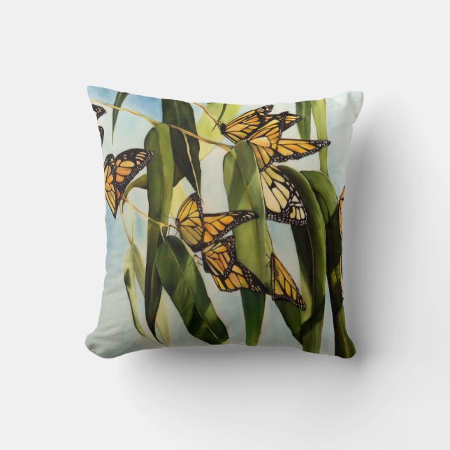 Monarch Dance Butterfly Throw Pillow (Front)